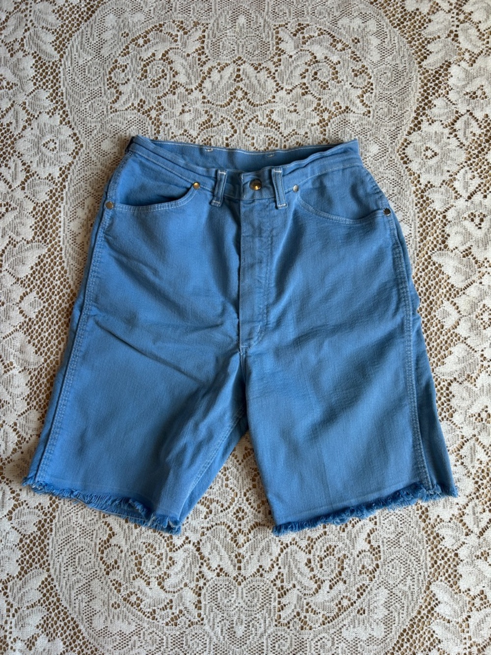1960s/70s Wrangler Lightweight Jean Shorts, Flat Blue, Size 26